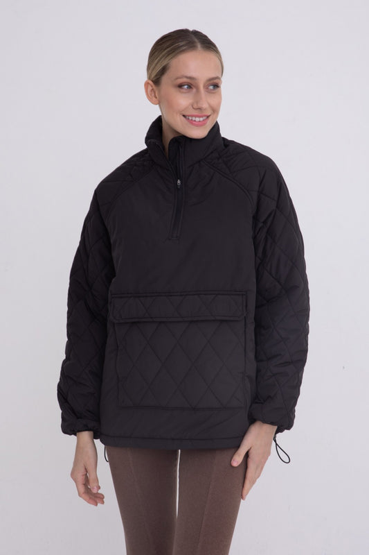 Padded Puffer Quilted Pullover Black