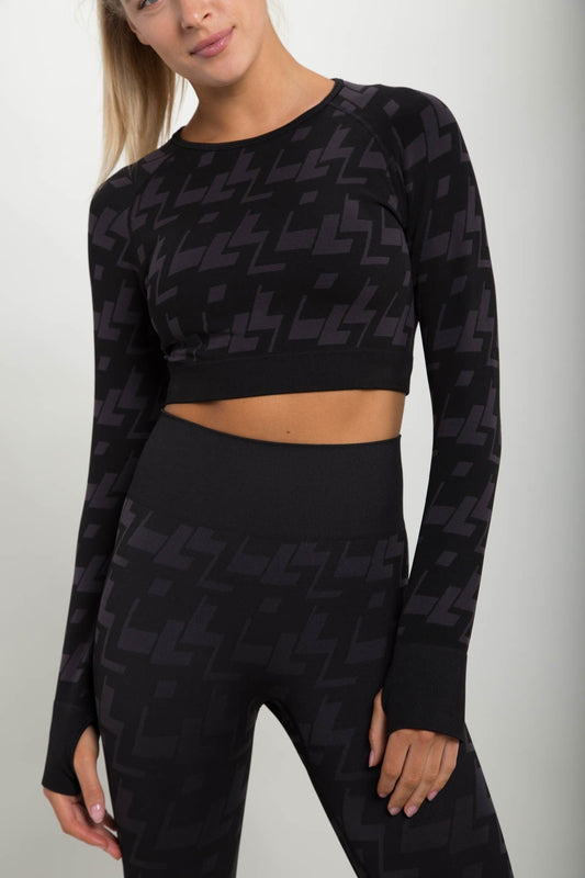Crop High Neck Long Sleeve with Thumb Holes